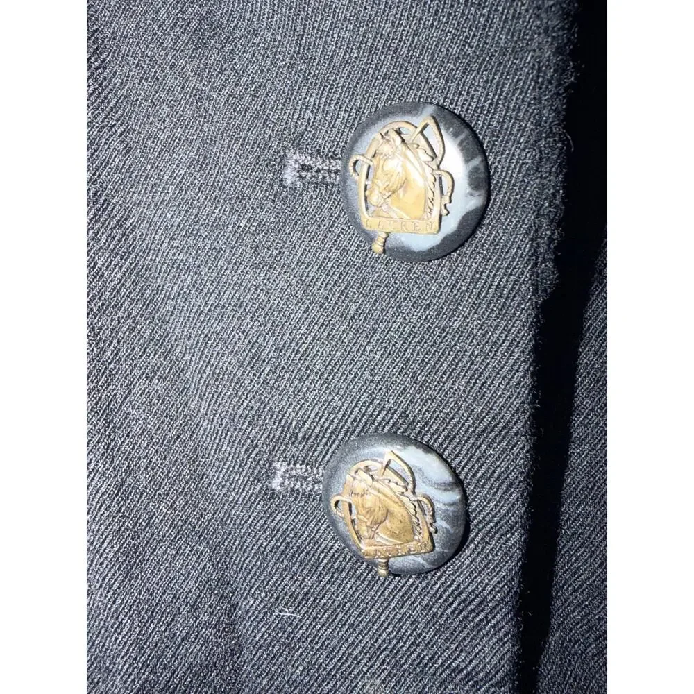 Vintage Ralph Lauren 100% Wool Riding Jacket Velvet collar hunt coat Made in USA